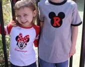 NEW Mickey Head Applique Initial Vacation Shirt