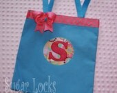 Adorable Boutique Ribbon Initial Name Tote with Bow Choose style