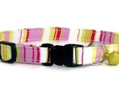 Cat Collar - Fresh Pink and Yellow Stripes