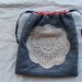 crochet and linen- drawstring case