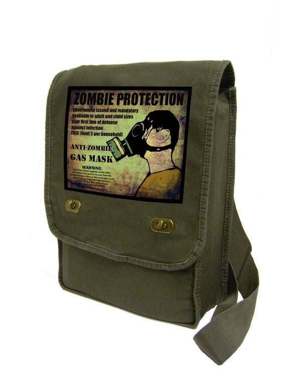 vintage zombie protection propaganda (khaki green) Messenger Bag / Laptop Bag
