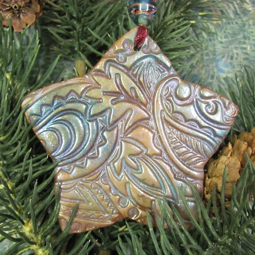 Christmas Ornament Faux Raku Star