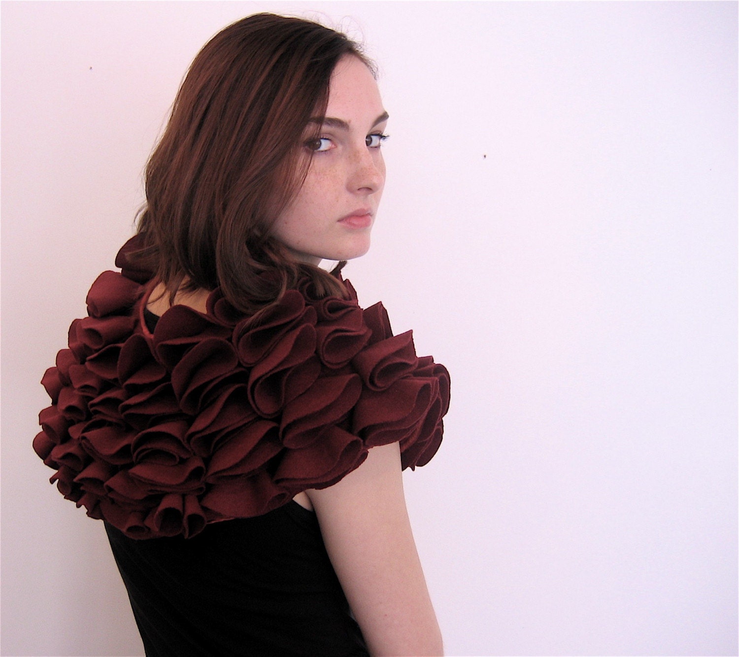 Pre- Fall Scarlet Boiled Wool Capelet