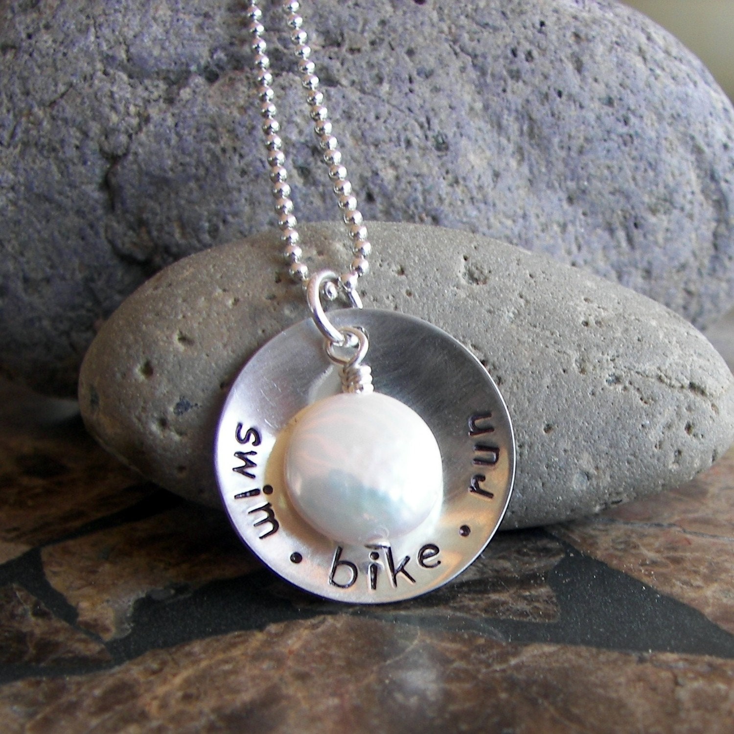 Triathlete Handstamped Necklace