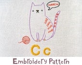 C Cat INSTANT DOWNLOAD PDF embroidery pattern