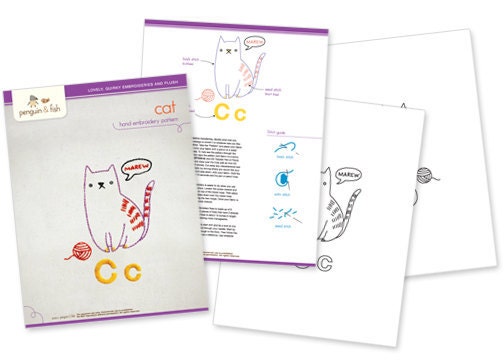 C Cat INSTANT DOWNLOAD PDF embroidery pattern