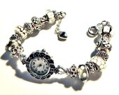 FREe SHIPPING european Beads bracelet Watch gray white 8"-9"