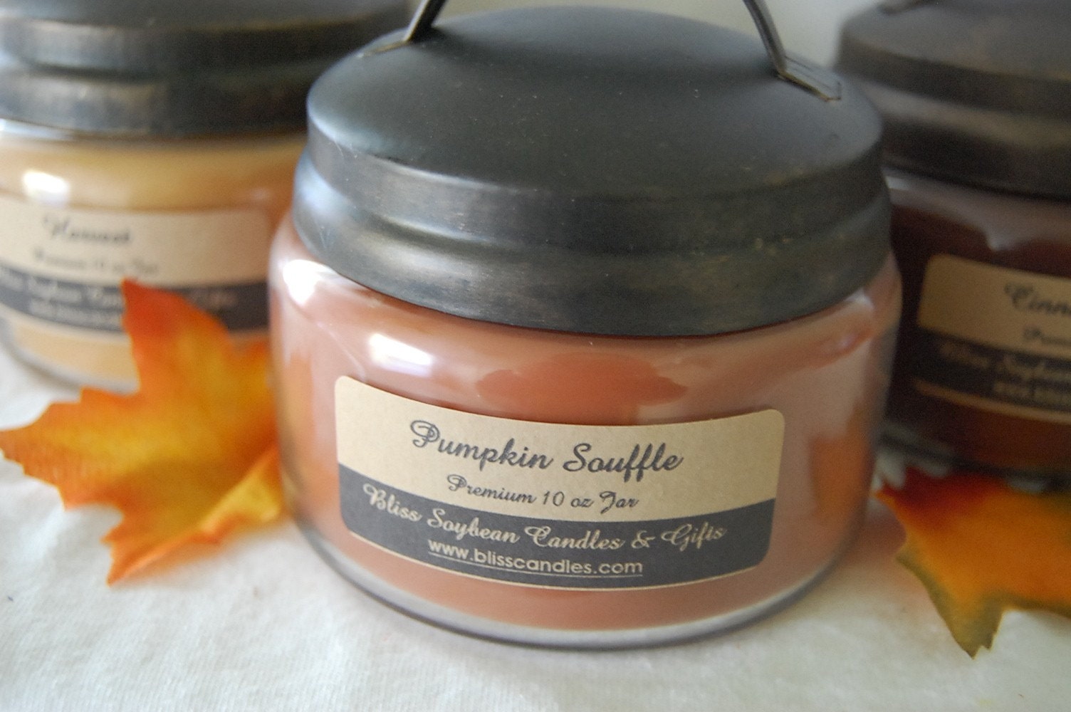 THREE - Bliss Soy 10 oz Premium Jar Candles with Modern Metal Handle Lids - 36.00 YOU CHOOSE