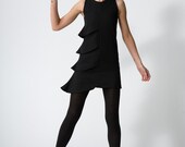 Asymmetrical Tiered Dress - black - made to order