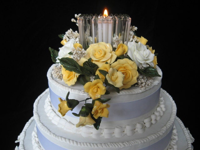 Yellow and White Floral Cake Topper
