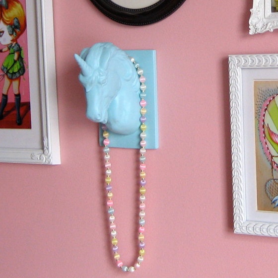 Mounted Unicorn Head WALL hanging Jewelry holder made to order