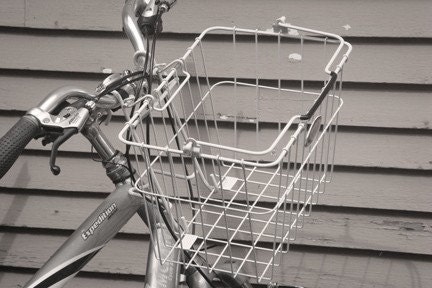 Old school bike with basket fine art card