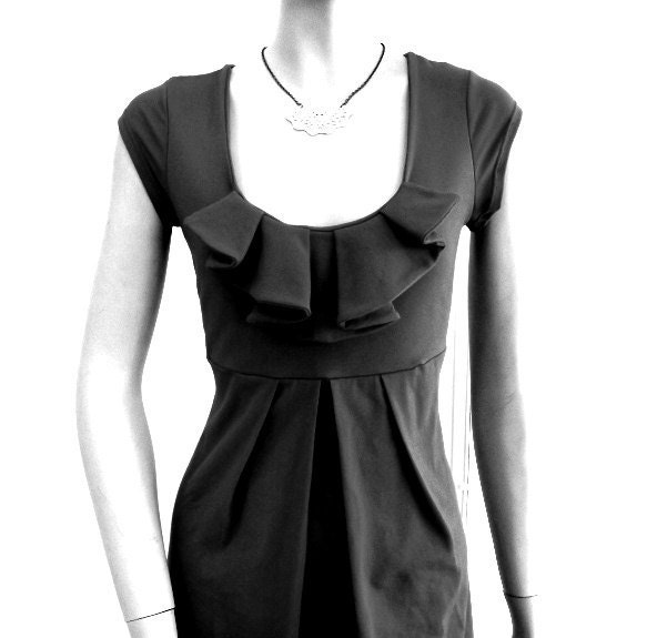 Little Black Dress A Line Dress Ruffle Frill Dress Scoop Neck Suitable for Maternity