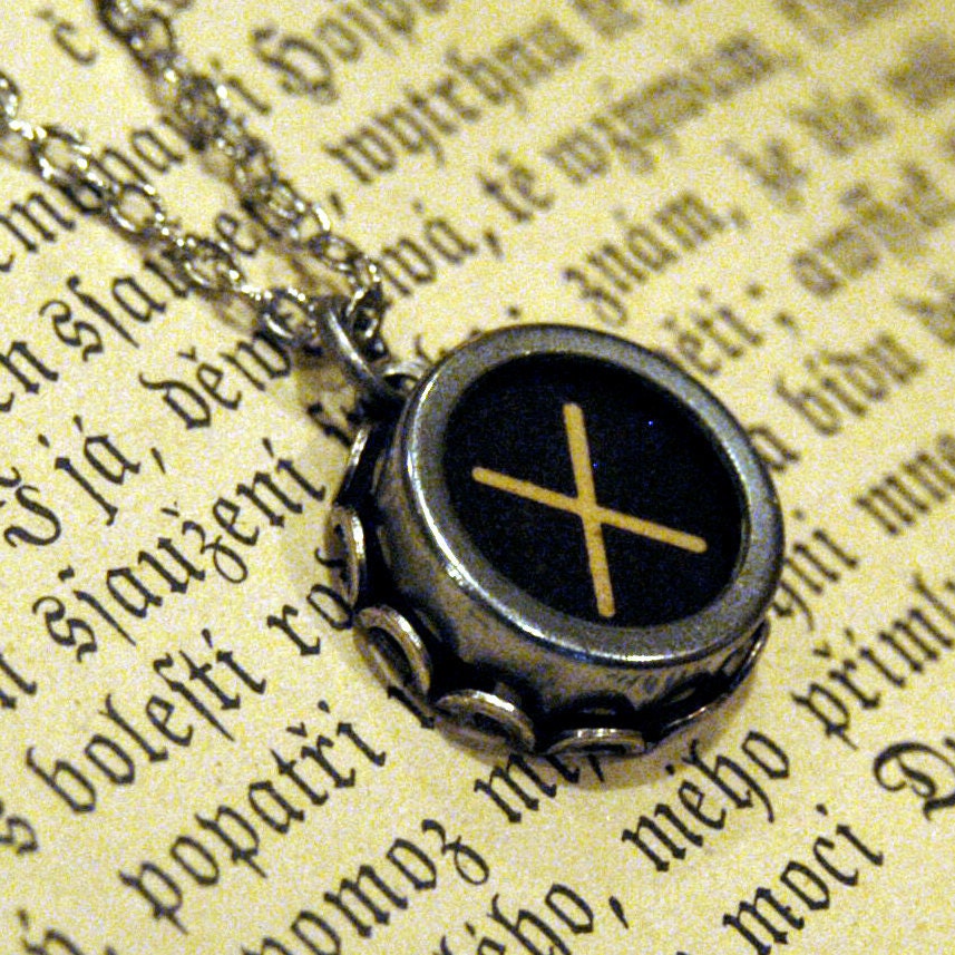 Vintage Typewriter Key Necklace- X