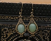 Aventurine and Brass Earrings