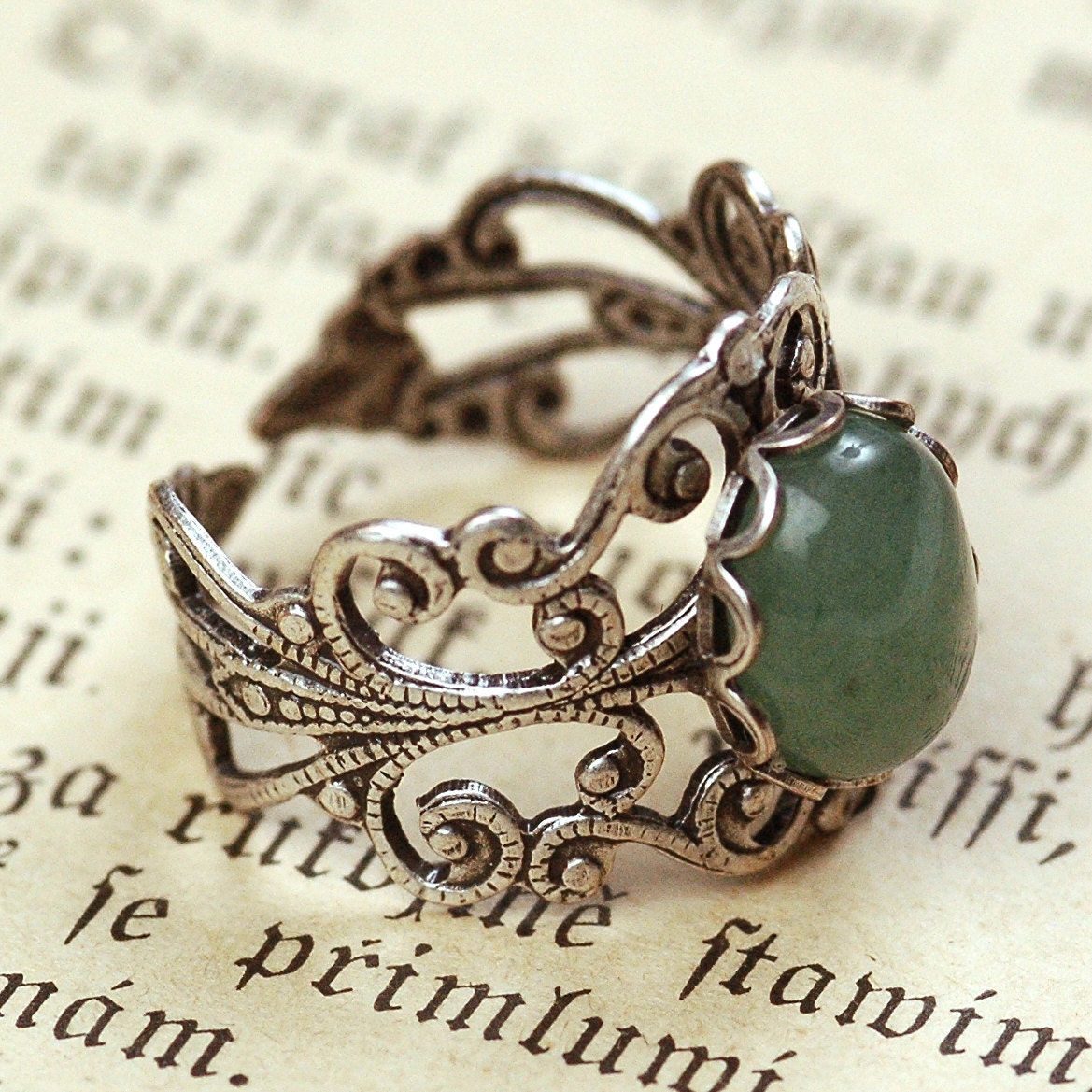 Silver Aventurine Ring