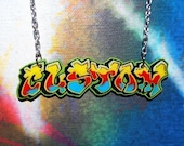 Graffiti TAG'D Custom Personalized Nameplate Necklace by beebles