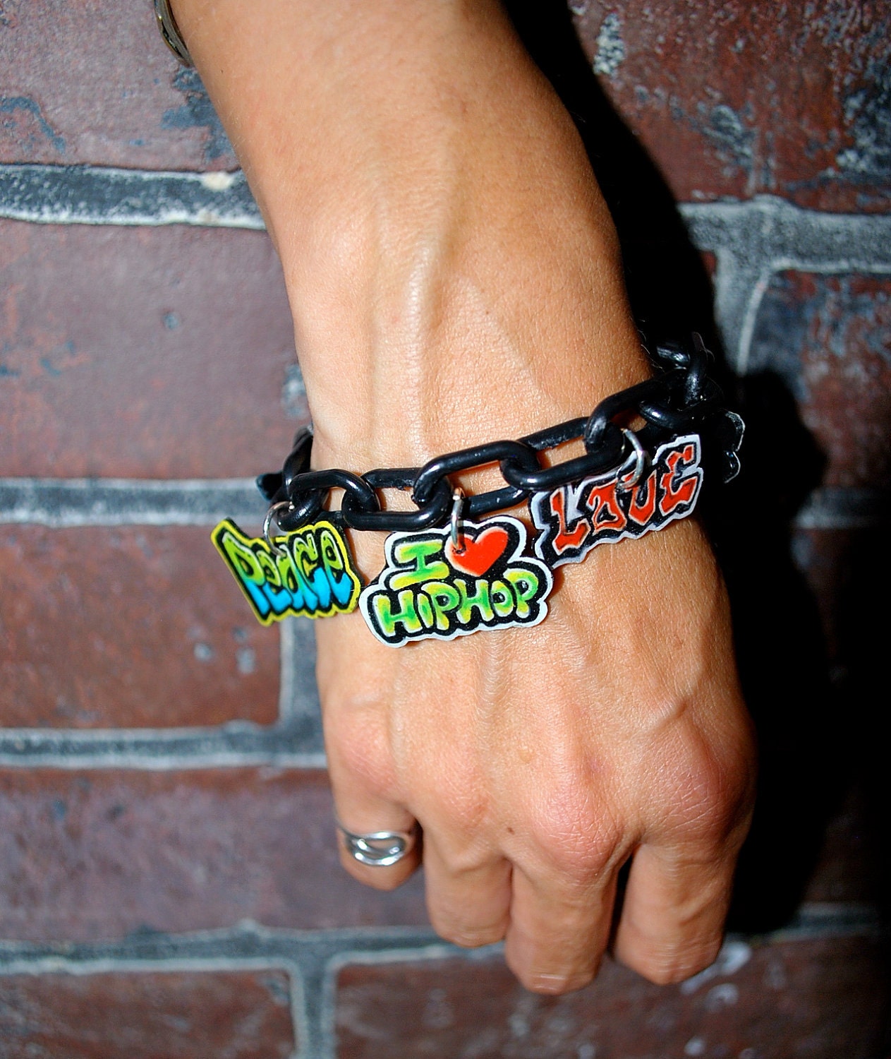 Graffiti Charm Bracelet Custom by beebles