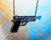 Anti Gun BE PEACEFUL  Water Gun Necklace by beebles