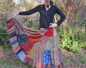 Womens Handmade Floor Length Patchwork Prairie Skirt  35-41" length  all sizes