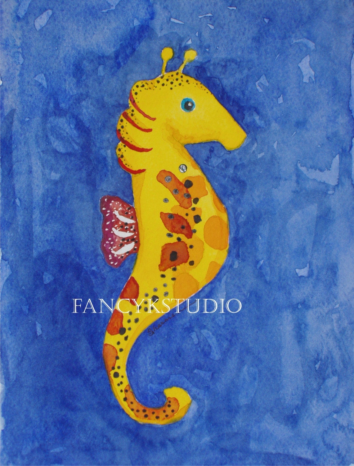 289 SEAHORSE 5x7 Limited Edition Art Print GREAT for beach house, dorm room, kids room, or bath