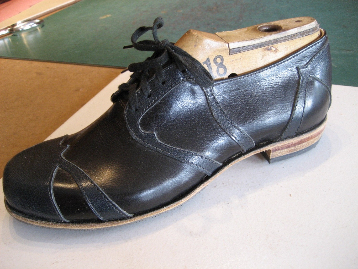 Custom BlueBlack Derby Shoes