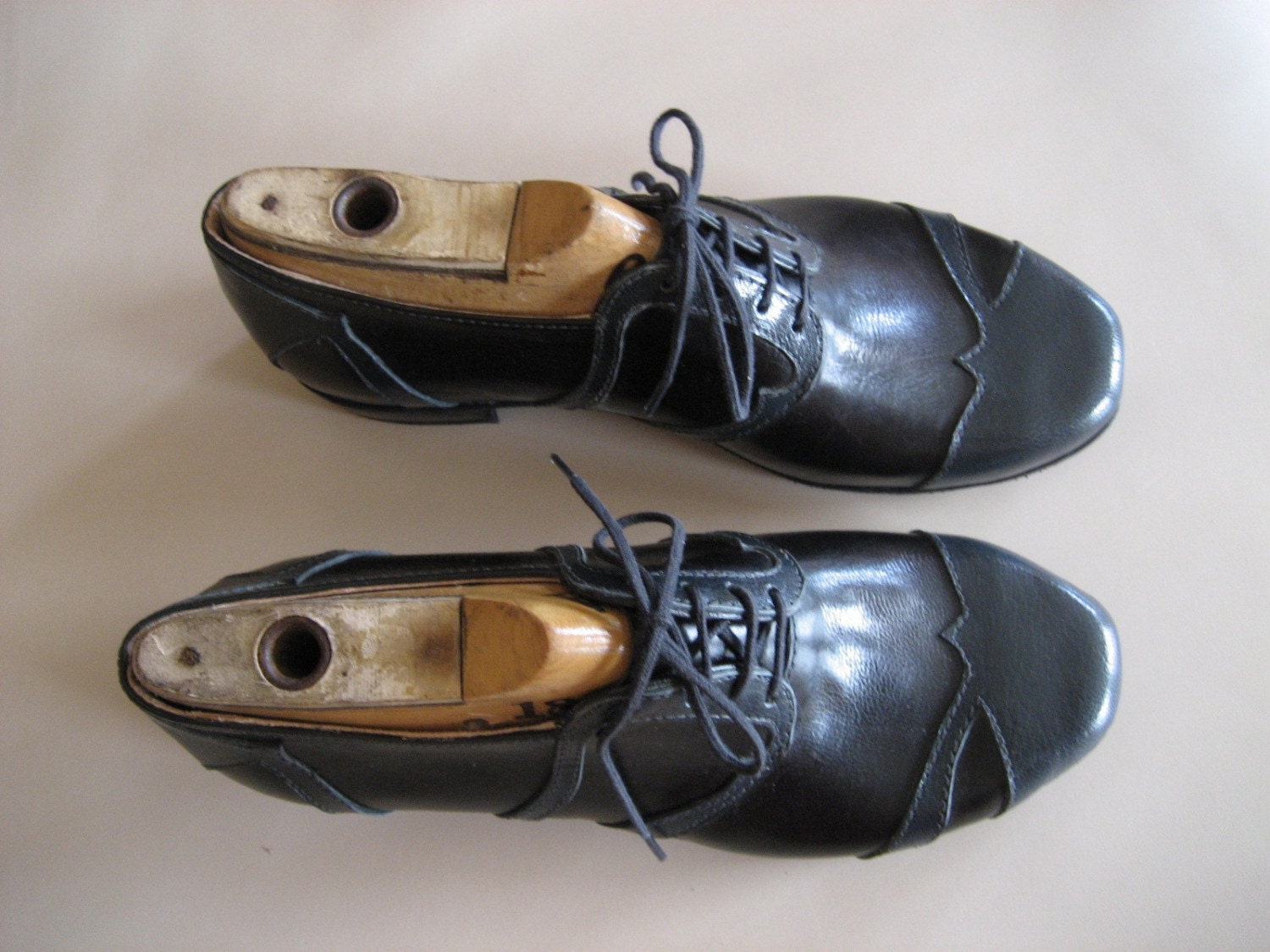 Custom BlueBlack Derby Shoes