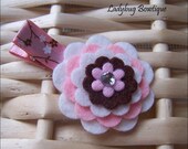 Sweet Wool Felt Flower Clip - Cherry Blossom