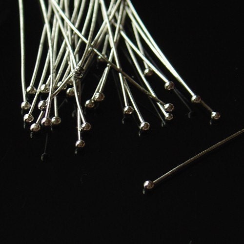 2 Inch Antique Silver  Head Pins with Ball - 100 Pieces - 0325
