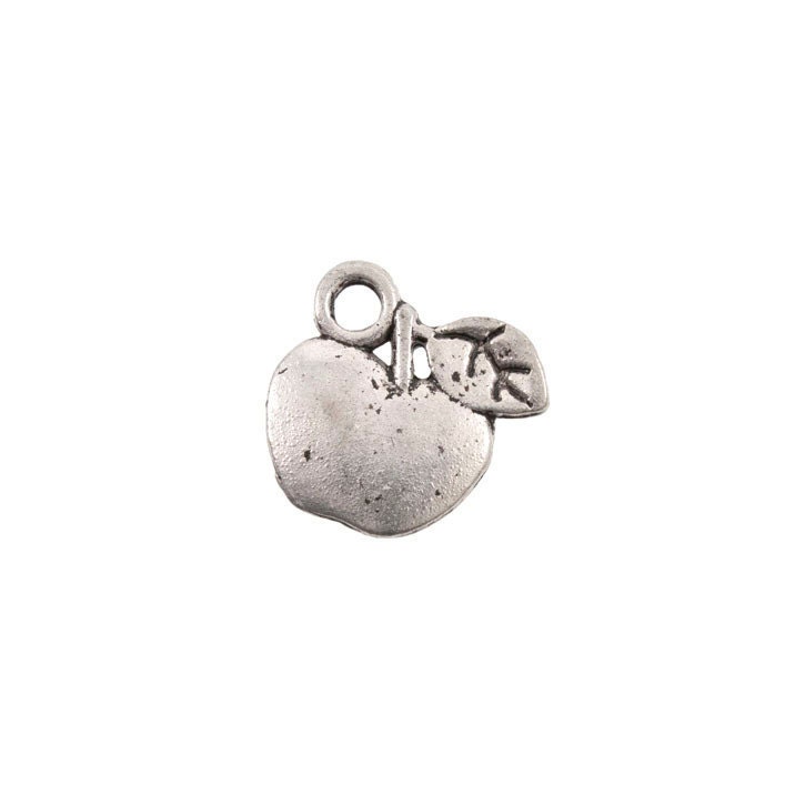 11mm Antique Silver Apple Pendant Charm - 10 Pieces - 9634