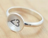 Less Than Three ( Heart ) Emoticon Dainty Ring,  Handmade Sterling Silver, Geek Chic Jewelry