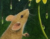 Tiny Mouse And Flower Art by Melody Lea Lamb ACEO  Print