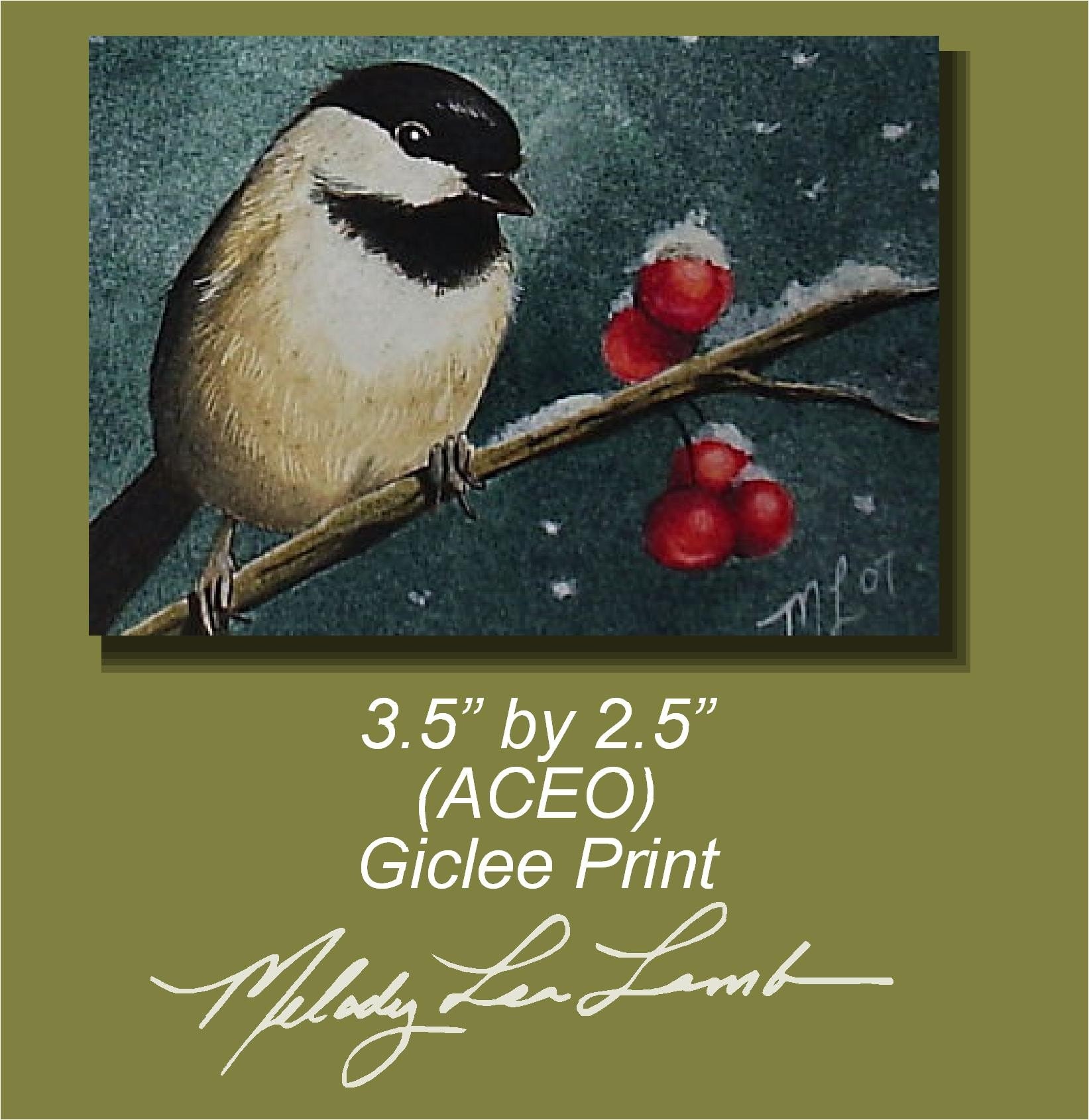 Chickadee Bird Art by Melody Lea Lamb ACEO Print