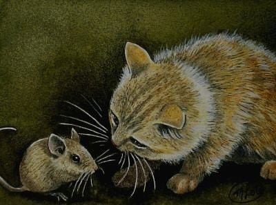 ACEO Print Cat Art By Melody Lea Lamb