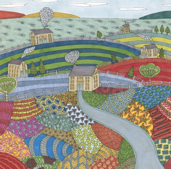 island patchwork archival print