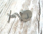Custom Monogram Hand Stamped Tie Tack Plain Font