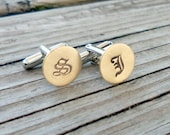 Brass Custom Monogram Hand Stamped Cuff Links