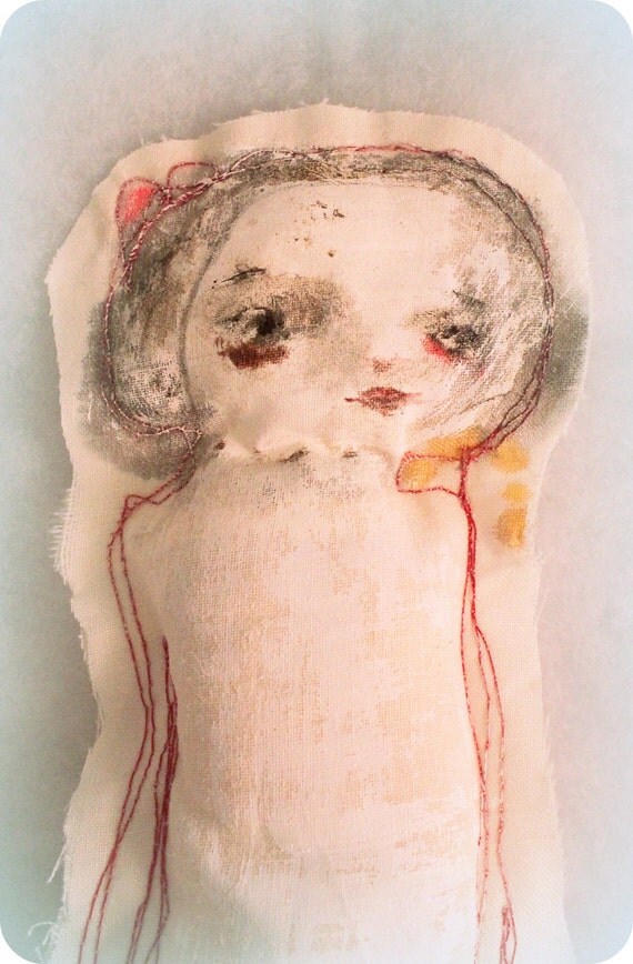 SALE primitive art doll - WILDFLOWER - original stuffed doll by timssally