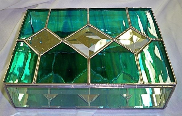 Stained Glass Jewelry Box with Triple Diamond Bevels