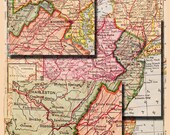 map of  New York , Maryland, and Delaware.... from 1910 ...instant download... digital map no. 362