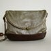 Foldover Day Traveler Bag in silvery bronze and russet leather, ready to ship