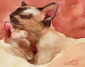 Siamese Cat Chocolate Lilac Flame Red Point Art Print of my watercolor painting