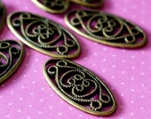 10pcs 25mm Oval Antique Bronze Filigree Connectors EA9722Y-AB