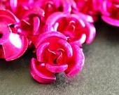 SALE 30pcs 12mm Deep Pink Aluminum Rose Flower Beads AF12MM003Y
