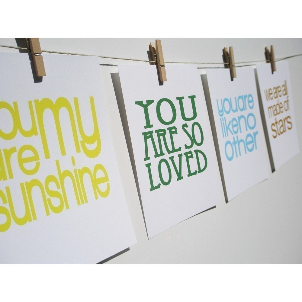 set of 4 unframed inspirational screen prints