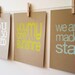set of 3 screen prints on brown kraft stock