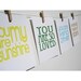 set of 4 unframed inspirational screen prints