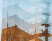 factory trails. 8 x 10 .multiple exposure photograph.