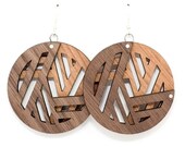 Large PacMan Earrings, Walnut/Cherry wood