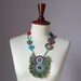 Crocheted Necklace Blue Red Green Purple - Fiber Art Textile Necklace - Handmade - ETHNIC (04)